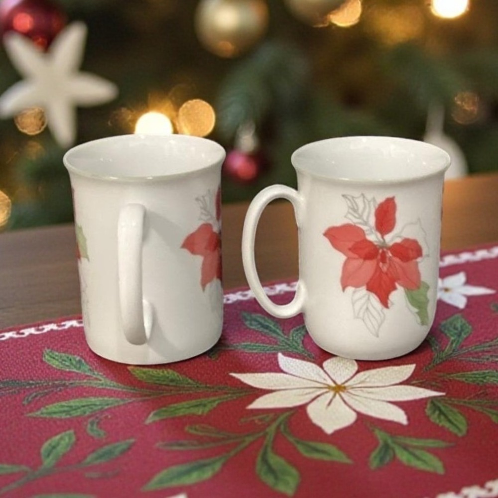Watercolors Block Spal Poinsettia Coffee Cups, Set of 2 Mary Lou Goertzen Design